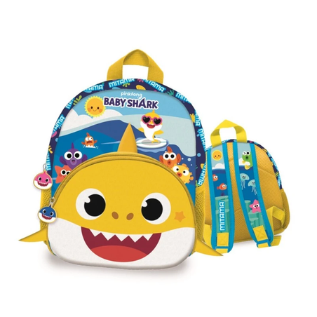 Раница за детска градина MITAMA Baby Shark, за 2 - 6 г, жълта, 2 отделения