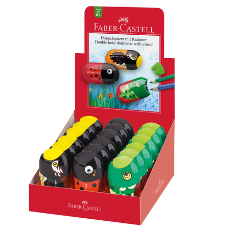 Faber-Castell Острилка, двойна, с гума, риба/калинка/орел,