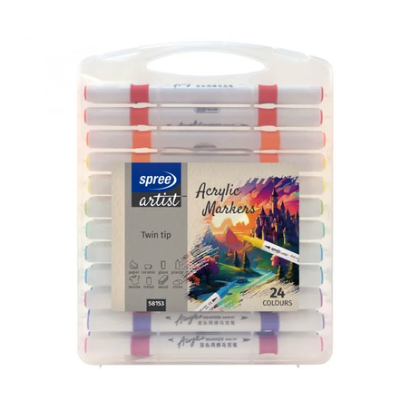Комплект двувърхи акрилни маркери 24цв – Spree Artist Soft Brush