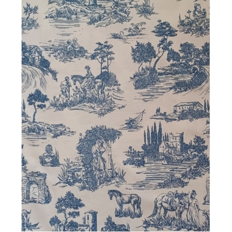 Фигурална завеса памук TOILE BLUE