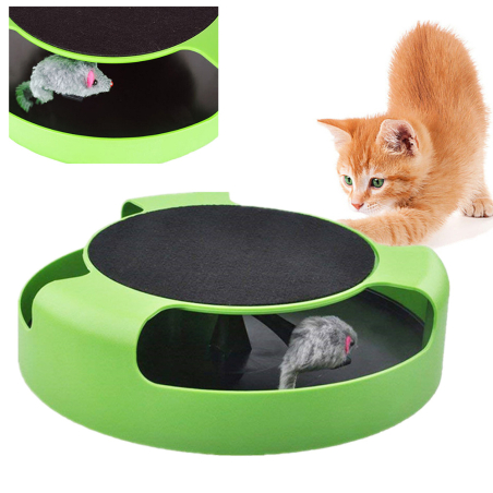 Котешка играчка в кръг с мишка, драскалка