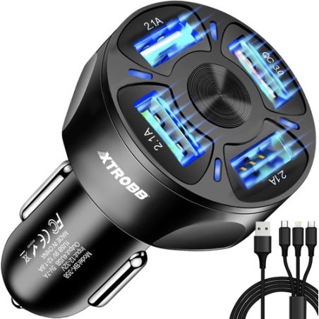 4x USB зарядно за кола + кабел Xtrobb 19907