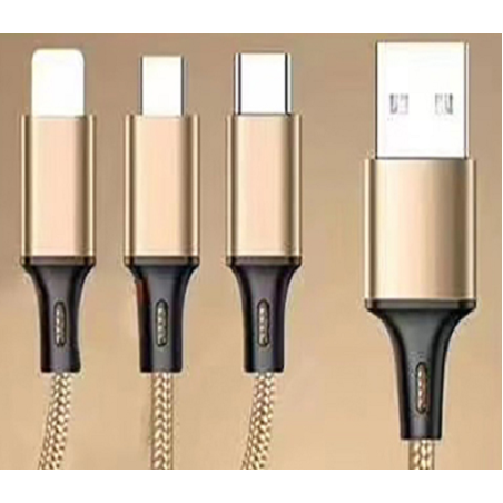 USB КАБЕЛ 3В1 1.2M GOLD (500) GAB_A