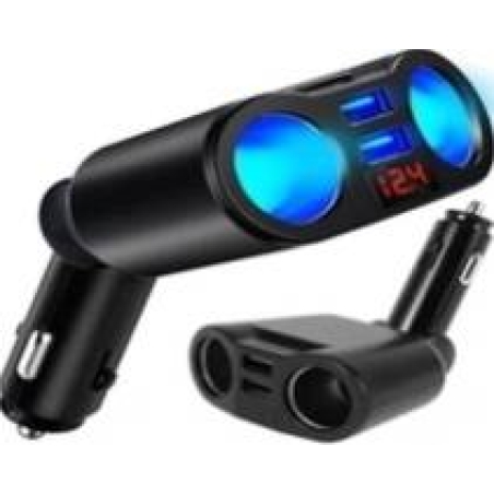 Разпределител на запалка зарядно 2 usb волтметър