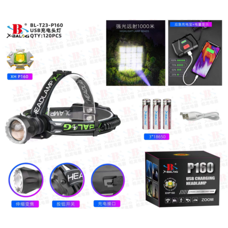 Bailong led челник xhp160 powerbank zoom