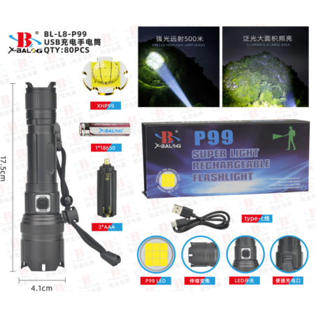 Тактически фенер bailong led xhp99 zoom strong