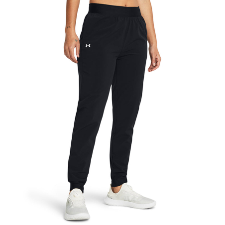 UA RIVAL HI RISE WOVEN PANT Black White Women