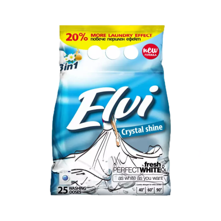 ELVI CRYSTAL SHINE WHITE ПРАХ ЗА ПРАНЕ 2 кг.