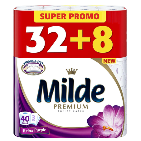 MILDE PREMIUM RELAX PURPLE ТОАЛЕТНА ХАРТИЯ 40 бр. / опак.