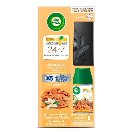 AIR WICK VANILLA & SANDALWOOD КОМПЛЕКТ МАШИНКА И ПЪЛНИТЕЛ 250 мл.