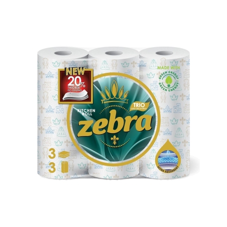 ZEBRA TRIO КУХНЕНСКА ХАРТИЯ 3 пласта 3 бр./опак.