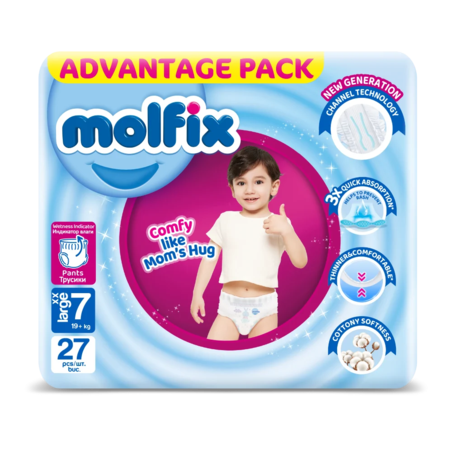 MOLFIX ПЕЛЕНИ ГАЩИ ЗА ДЕЦА №7 19+ кг. 27 бр. / опак.