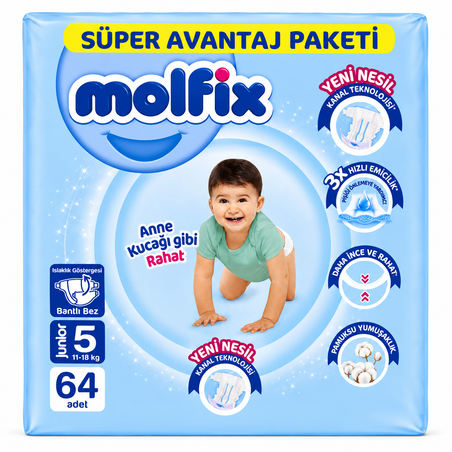 MOLFIX GIGA PACK ПЕЛЕНИ ЗА ДЕЦА №5 11-18 кг. 64 бр. / опак.