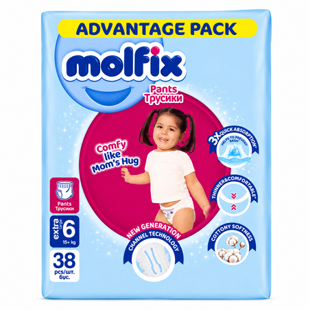 MOLFIX ПЕЛЕНИ ГАЩИ ЗА ДЕЦА №6 15+ кг. 38 бр. / опак.