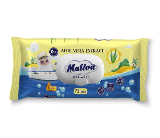 MALIVA АЛОЕ МОКРИ КЪРПИ С КАПАК 72 бр.