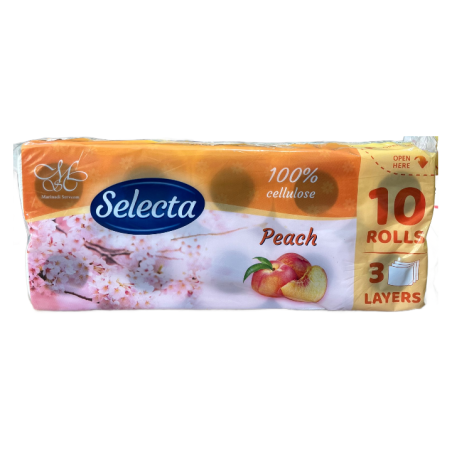 SELECTA PEACH ТОАЛЕТНА ХАРТИЯ 3 пласта 10 бр./опак.