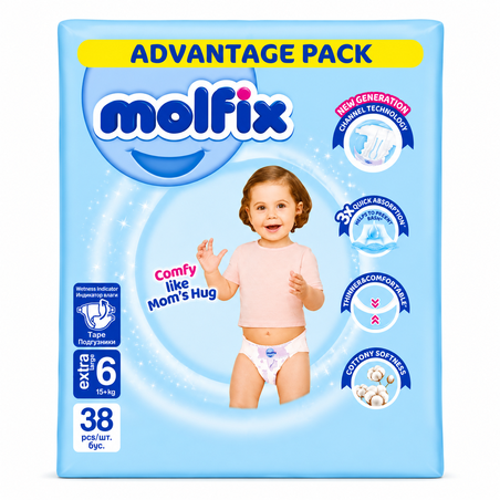 MOLFIX ПЕЛЕНИ ЗА ДЕЦА №6 15+ кг. 38 бр. / опак.