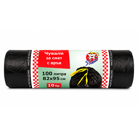 ПАКО ТОРБИ ЗА СМЕТ С ВРЪЗКИ 100 л. 10 бр. / опак.