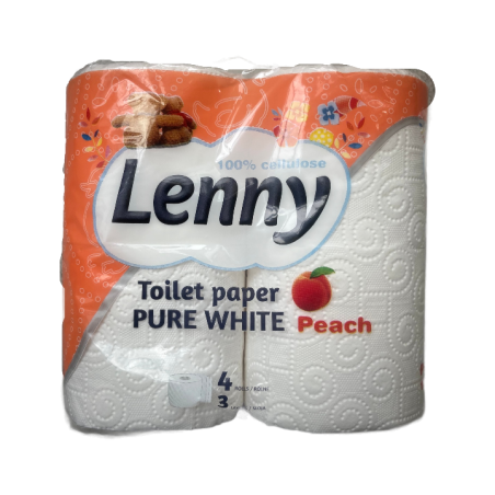 LENNY PEACH ТОАЛЕТНА ХАРТИЯ 3 пласта 4 бр.