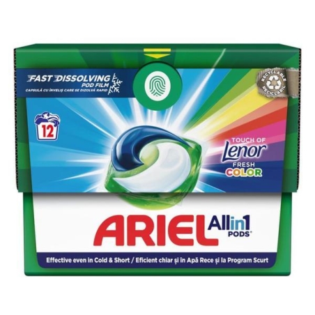 ARIEL LENOR FRESH COLOUR ГЕЛ КАПСУЛИ ЗА ПРАНЕ 12 бр. / опак.