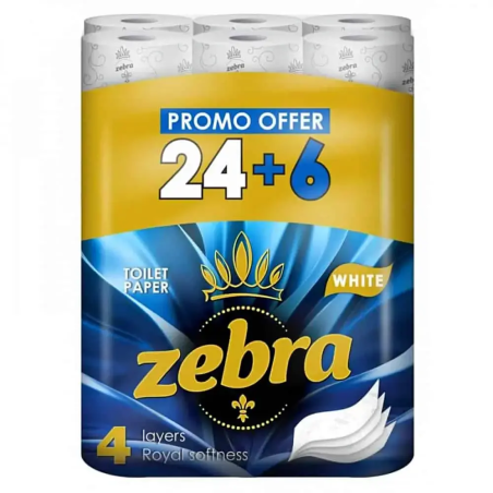 ZEBRA WHITE ТОАЛЕТНА ХАРТИЯ  24+6 бр.