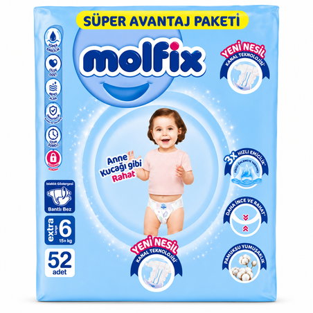 MOLFIX GIGA PACK ПЕЛЕНИ ЗА ДЕЦА №6 15+ кг. 52 бр./ опак.