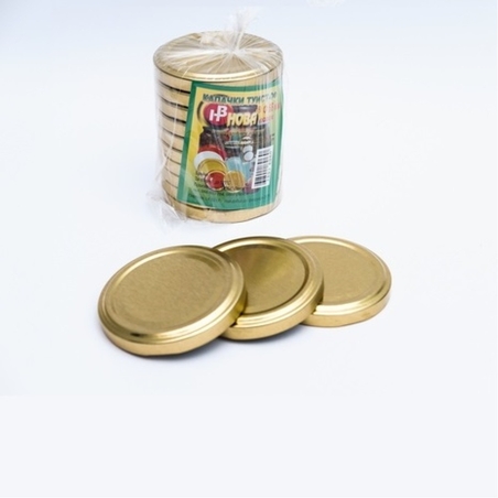 НОВА ЛОВЕЧ КАПАЧКИ ЗА БУРКАНИ тип ТУИСТ ОФФ ф63 ГОЛД 10 бр. / опак.