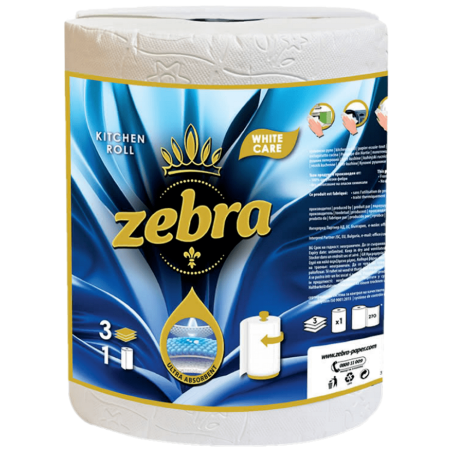 ZEBRA WHITE CARE КУХНЕНСКА ХАРТИЯ 3 пласта 1 бр./опак.