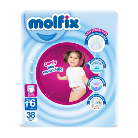 MOLFIX ПЕЛЕНИ ГАЩИ ЗА ДЕЦА №6 15+ кг. 38 бр. / опак.