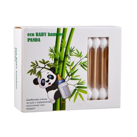 PANDA БАМБУК БЕБЕ КЛЕЧКИ ЗА УШИ С ОГРАНИЧИТЕЛ 55 бр.
