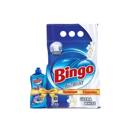 BINGO WHITE ПРАХ ЗА ПРАНЕ 2 кг. + ПОДАРЪК