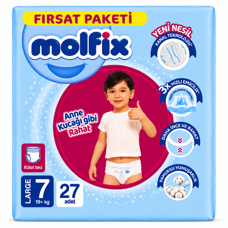MOLFIX ПЕЛЕНИ ГАЩИ ЗА ДЕЦА №7 19+ кг. 27 бр. / опак.