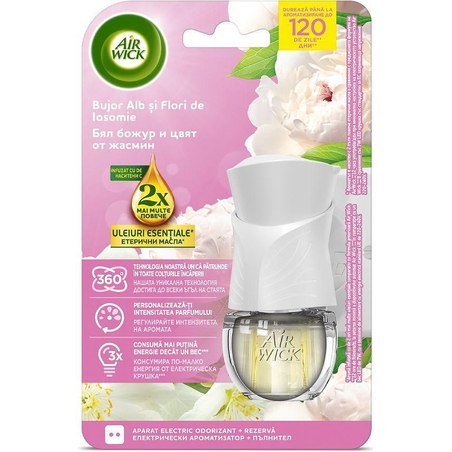 AIR WICK WHITE PEONY & JASMINE BLOSSOM ЕЛ. АРОМАТИЗАТОР С ПЪЛНИТЕЛ 19 мл.