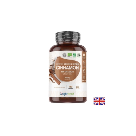 Контрол на теглото и кръвната захар Цейлонска канела (органик) (Ceylon Cinnamon) 1000 mg х 180 капсули