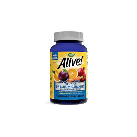 Премиум мултивитамини за мъже 50+ Алайв - Alive! Men’s 50+ Premium Gummies Multivitamin, 75 желирани таблетки