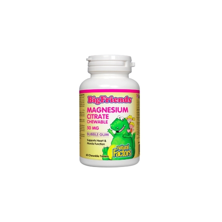 Магнезий (цитрат) за деца Big Friends 50 mg х 60 дъвчащи таблетки с вкус на дъвка