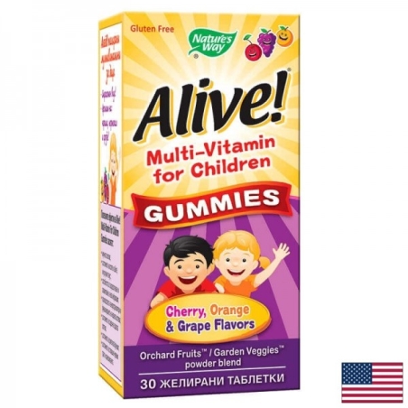 Мултивитамини за деца Алайв Alive! Multi-Vitamin for Children Gummies 30 желирани таблетки
