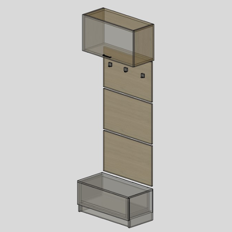 Модул за антре и коридор „Сядане + гръб със закачалки + шкаф + чекмедже“