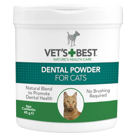 Vet's Best Dental Powder Cat дентална пудра за котки с водорасли и Спирулина, 45 г
