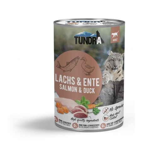 Tundra консерва със сьомга и патешко месо за израснали котки -  400 гр