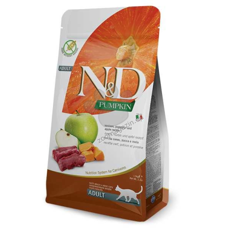 N&D CAT ADULT PUMPKIN 1.5kg коте ,тиква с еленово месо и ябълка