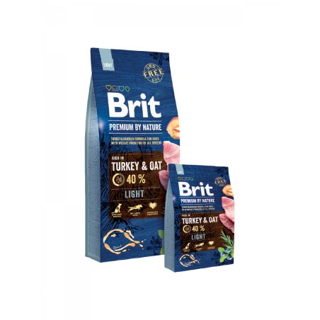Суха храна за кучета BRIT PREMIUM LIGHT BY NATURE с 40% прясно пуешко месо 3 кг.