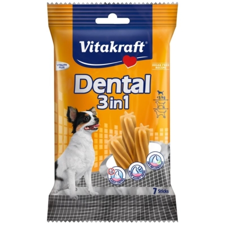 Vitakraft , DENTAL 3 in 1 Extra Small Дентални солети за кучета. Контрол на плаката и зъбния камък. За кучета с тегло под 5 кг.