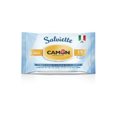 Camon Cleaning Vanilla - мокри кърпички с аромат на ванилия за почистване на козина и лапи 15 броя