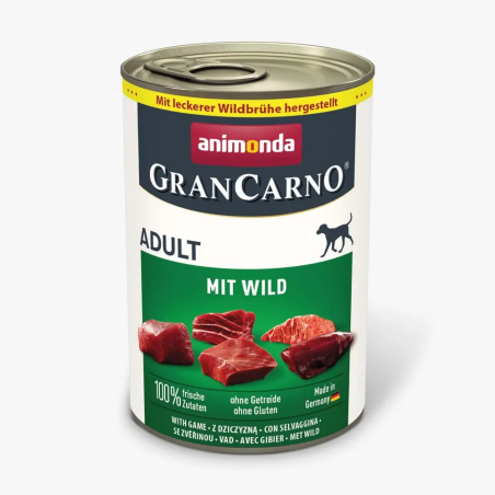 GranCarno Dog Adult консервирана храна за кучета с дивечово месо, 400 г
