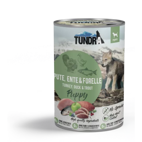 Tundra Puppy консерва с пуйка, патица и пъстърва за подрастващи кучета от всички породи -  800 гр