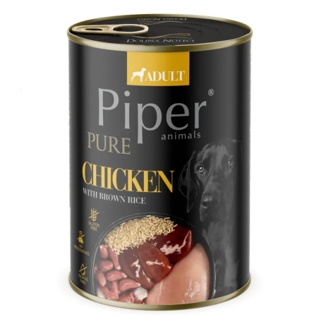 PIPER PURE Dog Adult храна за кучета с пилешко и кафяв ориз, 400 г