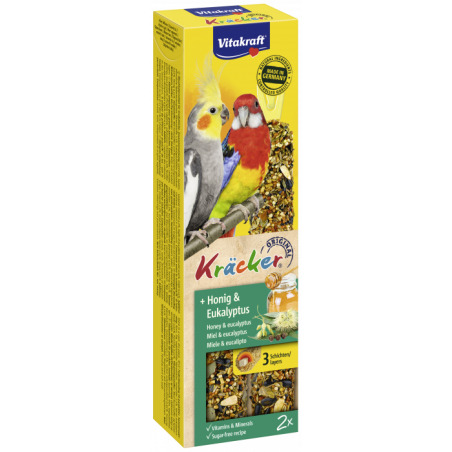 Vitakraft ® Kräcker ® - Оригинален Крекер на Витакрафт с МЕД и ЕВКАЛИПТ, 2 бр., за СРЕДНИ ПАПАГАЛИ