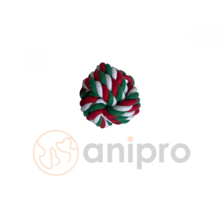 anipro Играчка въже топка бяло/зелено/червено 8 см, 100-110 г