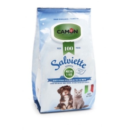 Camon Salviette - мокри кърпички за почистване с алое вера и бял мускус 100 броя